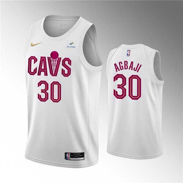 Mens Cleveland Cavaliers #30 Ochai Agbaji White Association Edition Stitched Basketball Jersey Dzhi->cleveland cavaliers->NBA Jersey